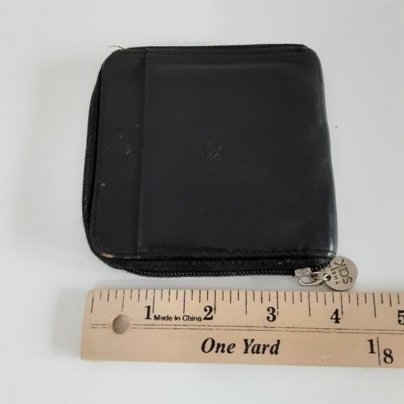 The Sak Black Genuine Leather Wallet Zip Around Square Card Case Travel Wallet - Picture 9 of 10